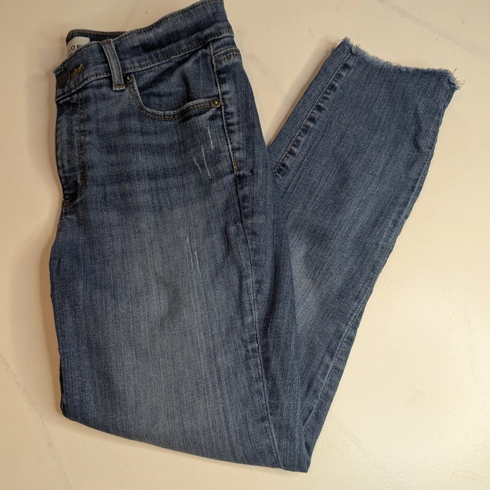 Ann Taylor LOFT Women's Modern Skinny Ankle Blue Jeans Raw Hem Size 4 / 27 - Picture 1 of 10